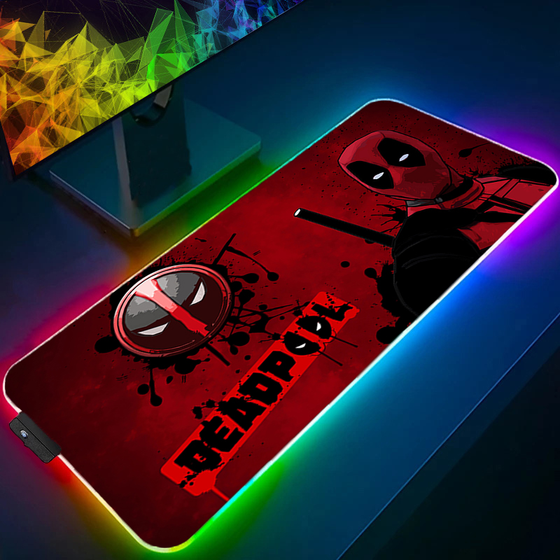Rgb Mousepad - แผ่นรองเมาส์ LED สำหรับเล่นเกม พร้อมไฟแบ็คไลท์ ขอบล็อค ลายอนิเมะ