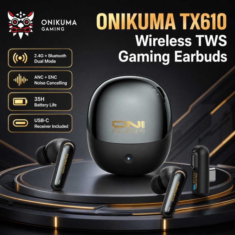 Pc Gaming Gigabyte - ONIKUMA TX610 หูฟังสำหรับเล่นเกมไร้สายโหมดคู่ 2.4GHz บลูทูธ ANC