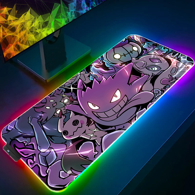 Rgb Mousepad - ไฟ LED แผ่นรองเม้าส์ G-gengar P-pokemon Rayquaza
