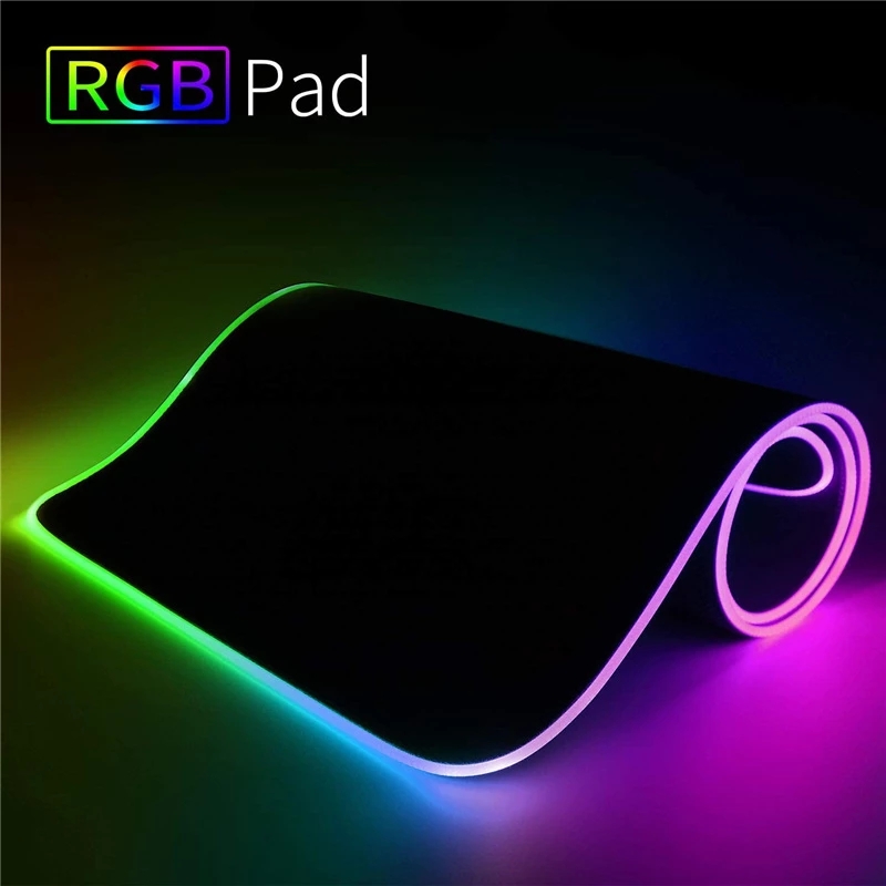 Rgb Mousepad - แผ่นรองเมาส์สำหรับเล่นเกม RGB แผ่นรองเมาส์ LED แผ่นรองเมาส์กันลื่นที่สะดวกสบายแผ่นรองเมาส์แบบนุ่มฐานยางกันลื่นสำหรับคอมพิวเตอร์แล็ปท็อปพีซี
