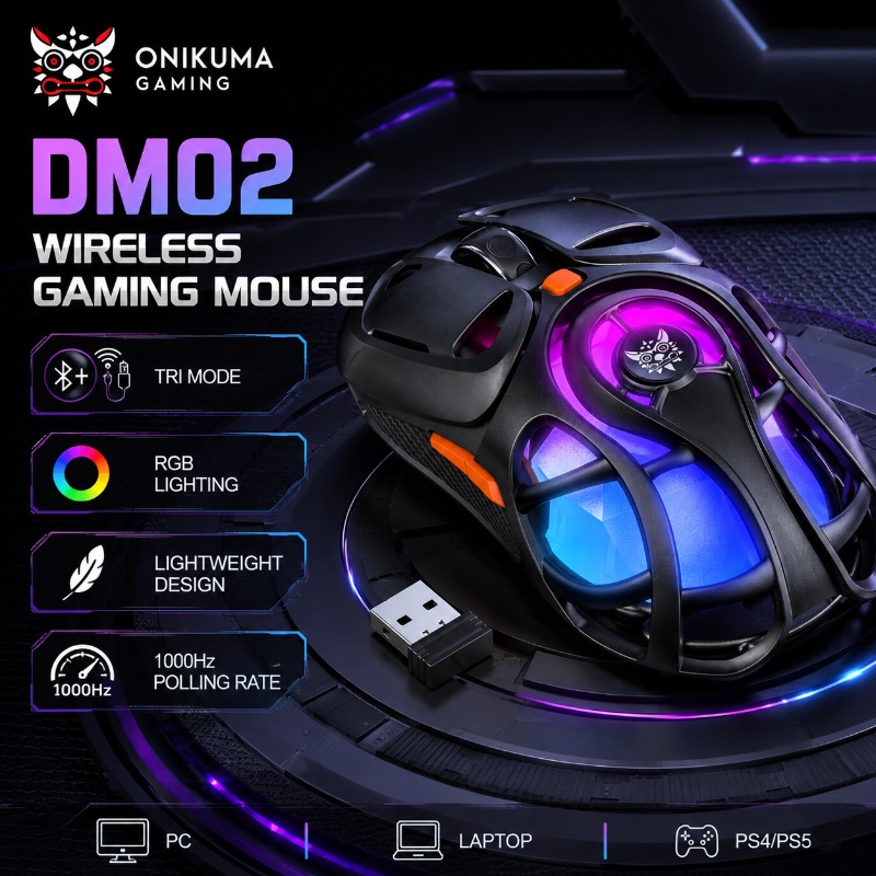 Pc Gaming Gigabyte - เมาส์เกมมิ่งไร้สาย ONIKUMA DM02 บลูทูธ 2.4G แบบมีสาย