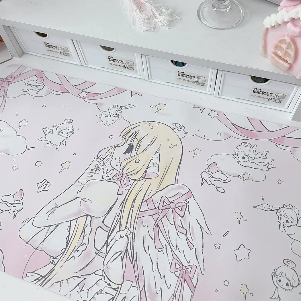 Rgb Mousepad - แผ่นรองโต๊ะลายการ์ตูนแบบดั้งเดิม | แผ่นรองเมาส์ยางน่ารัก เหมาะสำหรับโต๊ะในหอพัก ของตกแต่งสำนักงานลายอนิเมะขนาดใหญ่ น่ารัก