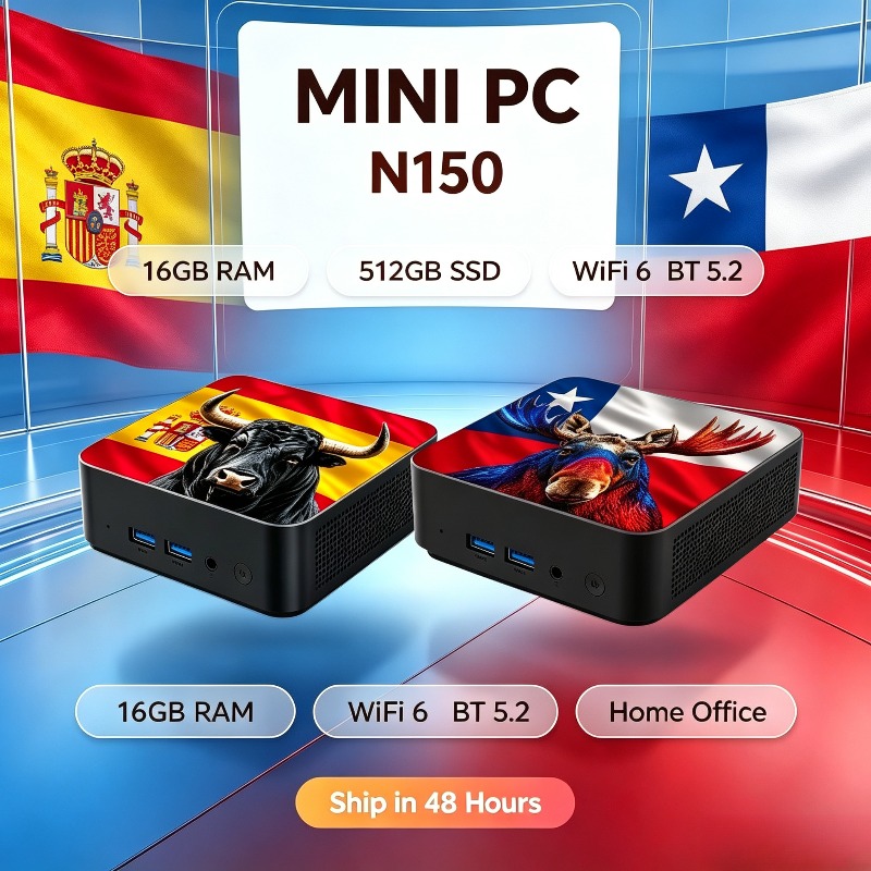 Pc Gaming Usa - มินิพีซีพกพาสำหรับเล่นเกม Intel Core N150, RAM 16GB,