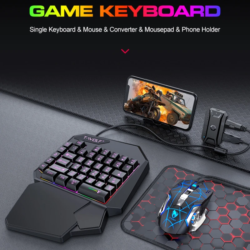 คีย์บอร์ดมือเดียว TF900 T-WOLF - Pc Gaming Set บทวิจารณ์และราคา