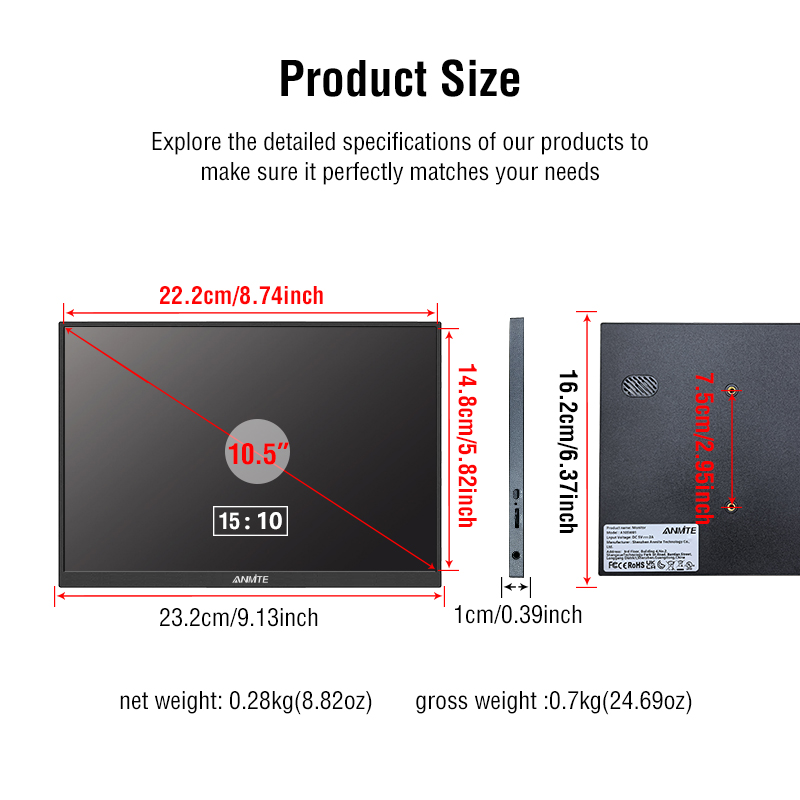 Anmite 10.5 นิ้วจอภาพแบบพกพา 1 - Pc Gaming Gigabyte บทวิจารณ์และราคา